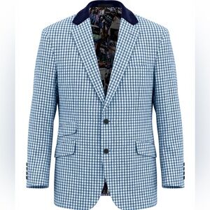 Tom James Gingham Custom Blazer City Signs Mens Sz 42R